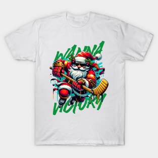 Santa Hockey in Christmas Fest. T-Shirt